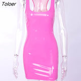 Women Sexy For Club For Party Bodycon Streetwear Pu Leather Black Mini Dress 2023 Summer Autumn Items Wholesale For