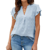 Sleeve Casual V-neck Summer Blouse Ladies Tops Fashion Women Outfits Chiffon Shirt Casual Loose Clothing Elegant New
