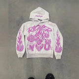 Graphic Printing Pullover Harajuku Vintage Y2kstreetwear High Street Hoodie-Outfit