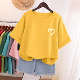 100 Cotton L-5XL Plus Size T Shirt Love Print Tshirt Short Sleeve Women's Tops Summer Kawaii Couple O Neck T