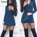V-neck Long Sleeve Women's Playsuit Front Split Double-breasted Wide Leg Short Jumpsuit Women Summer Skinny Casual