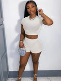 Summer Streetwear Womens 2 Two Peice Set Outfits Short Sleeve Crop Top High Waist Skinny Shorts Suits Mesh Matching