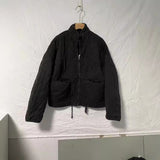 New Collar Long Sleeves Loose Pocket Cotton Coat Casual