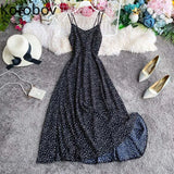 Boho Beach Style Spaghetti Strap Women Dress Vintage High Waist A-Line Female Dresses 2020 New Chic Robe Femme