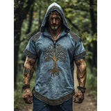 Men's Short-Sleeved Loose Casual Hoodie 3D National Style Digital Printing Short