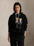 Women's Embroidered Cartoon Bear Doll Long-Sleeved Collar Knitted