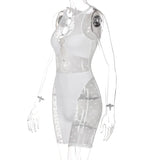 Mesh Patchwork Sexy Romper Women Sleeveless See Through Bodycon Playsuit Casual Streetwear Activewear Workout Y2K