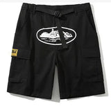 Street Hip-Hop Leisure Shorts High Street Loose Leisure Print Multi-Pocket Overalls Shorts Man-Outfit