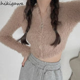 Cardigan Woman Y2k Tops 2023 Ropa Mujer O-neck Long Sleeve Tunic Sueter Fashion Korean Knitted Cropped Sweaters Pull