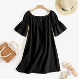 Celmia Cotton Sexy Off Shoulder Robes Solid Color Women Party Vestidos Pleats 2022 Summer Mini Dress Short Puff Sleeve