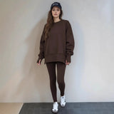 Autumn And Winter Women's Leisure Loose Long-Sleeved Collar Open Fork Tight Trouser Trouser