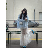 Sister Pure Style Wearing White Lace Half-Dress Woman Spring New Design Sense A Word-Brace Hip Long