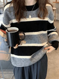 Color Block Striped Knit Sweater-Outfit