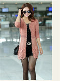 Knit Cardigan Sweater Casual Elegant Fashion Slim Solid Color Long sleeve Lace Long Cardigan Female Outwear Tops