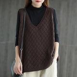 Vests Women Baggy Korean Style Students High Street Casual Cozy Sleeveless Female Vintage Knitted Outerwear Simple