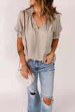 Trim Tie Neck Puff Sleeve