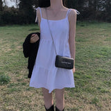 Chic Temperament Simple Small Man With Short Skirt Sling Skirt Solid Color Loose Splicing Sleeveless
