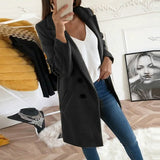 Turn-Down Collar Coats Autumn Winter Fashion Long Sleeve Pocket Vintage Jackets Slim Button Solid Casual Outwear
