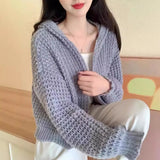 Korean Version Of High-Collar Warm Retro Coarse Needle Lapel Knitted Shirt Lazy Style Loose Style Zipper Sweater Jacket-Outfit
