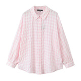 New Large Plaid Long-Sleeved Loose Version Shirt 1971060-Outfit