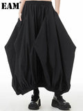 High Elastic Waist Black Irregular Pleated Casual Long Half-body Skirt Women Fashion Tide New Spring Autumn 2023