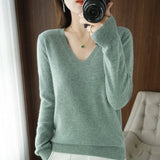 V-neck Sweater Women Autumn Winter Solid Keep Warm Pullovers Fashion Soft Loose Female Jumper Tops Knitted
