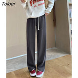 Gray Black Sweatpants Women Baggy Pants Female Jogger Wide Leg Trousers Autumn Winter Drawstring Woman Sport Pants