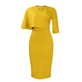 Women's New Temperament Tongle Solid-Colored Bag Hip Professional Pencil Dress African