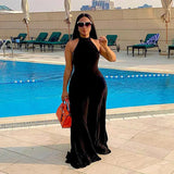 Wide Leg Pants Sexy Halter Neck Big Open Back High Waist Casual