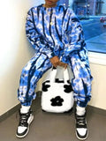 Plus Size Casaul Tie Dyed Print Long Lseeve Top And Pant