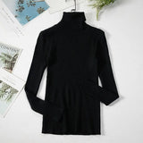 2021 Autumn Winter Sweater Knitted Women Khaki Long Sleeve Slim Casual Turtleneck Pullover Ladies White