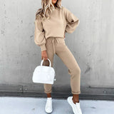 Set Turtleneck Casual Solid Color Urban Leisure Trousers Pocket Two-piece