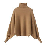 Khaki Big Size Knitting Sweater Loose Fit Turtleneck Long Sleeve Women Pullovers New Fashion Autumn Winter 2023