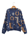 Women's New Round-Neck Long-Sleeved Silk Knitted Sweater