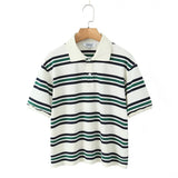 Striped Short-Sleeved T-Shirt + Low-Rise 100-Fold Skirt 2025 Spring New