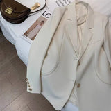 Toloer Suit Jacket Female GJ Sense Spring Autumn 2024 New White Korean Version Fashion Long Small Suit-Outfit