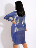 Metallic V-Neck Ruched Strings Midi Club