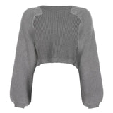 Autumn Casual Long Sleeve Croppd Cardigan Sweater Korean Solid Black White Jumpers Ladies Fashion Loose