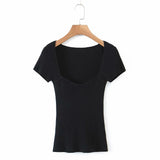 summer women sweater knitted pullover solid short sleeve slim white black korean style femme