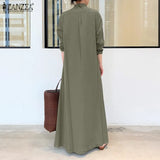 Elegant Printed Shirt Dress Women's Autumn Sundress ZANZEA Casual Long Sleeve Maxi Vestido Female Lapel Button