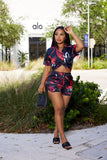 Summer Streetwear 2 Two Piece Set Beach Rave Outfits For Women Crop Top Baggy Shorts Bathing Suits Print Matching