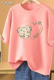 100 Cotton L-5XL Plus Size T Shirt Cartoon Print Tshirt Short Sleeve Women's Top Summer Kawaii Couple O Neck T