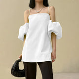 Slim Shirt For Women Square Collar Short Sleeve Off Shoulder Blouses Female Summer Clothing Style New 2022