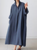 Dresses Women 2022 Casual Fashion Lapel Solid Color Retro Cotton Linen Shirt Dress Robe Commute Elegant Dresses for