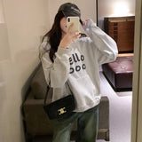Sense Head Hooded Hoodie Women's Autumn And Winter New Korean Casual Loose Letter Printed Blouse-Outfit
