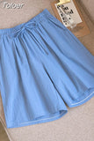 Women Cotton Linen Shorts Summer Solid All Match Loose Wide Leg Pants Korean Fashion Casual Female Y2K Shorts
