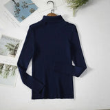 2021 Autumn Winter Sweater Knitted Women Khaki Long Sleeve Slim Casual Turtleneck Pullover Ladies White