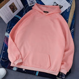 Hoodies Solid Color Hooded Tops Women Men O Neck Sweatshirt Long-sleeved Winter Plus Velvet Thickening Coat