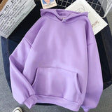 Solid Hoodies Autumn Harajuku Long Sleeve Hooded Female Sweatshirt Winter Pocket Oversized Basic Hoody Sudaderas Tops