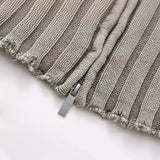 New Pickled Rib Lapel Zipper Slim Short Knitted Blouse 3433110-Outfit